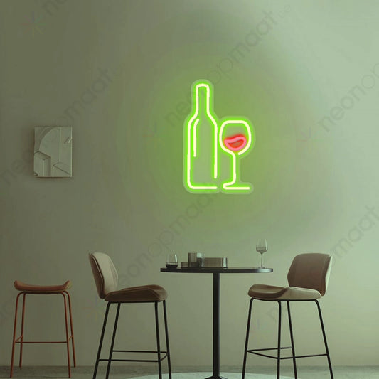 Bouteille de vin avec néon en verre
